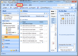 Outlook Tools from menu bar